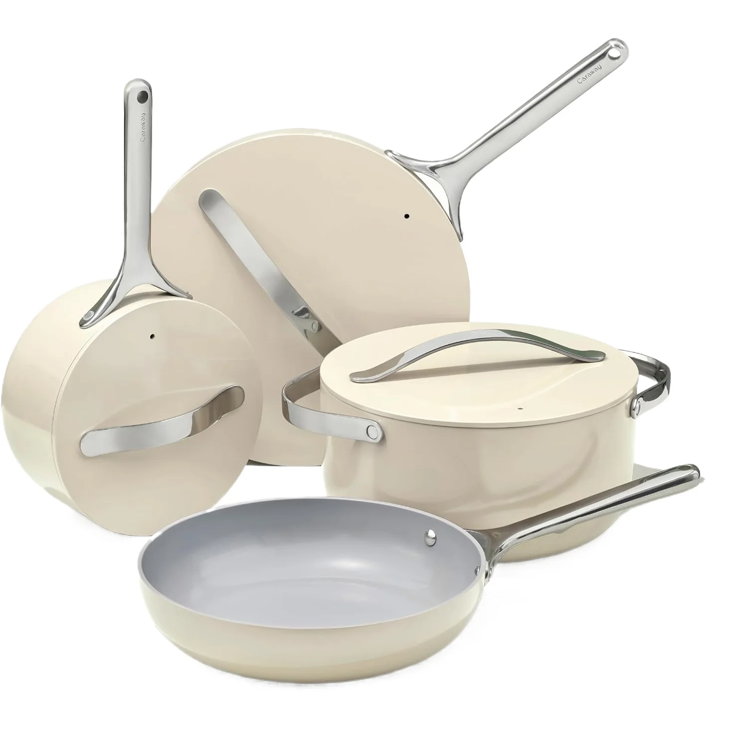 7-Piece American Non-Stick Ceramic Cookware Set with 3 Lids Oven Safe Kitchen Storage All Stoves Compatible Custom Logo