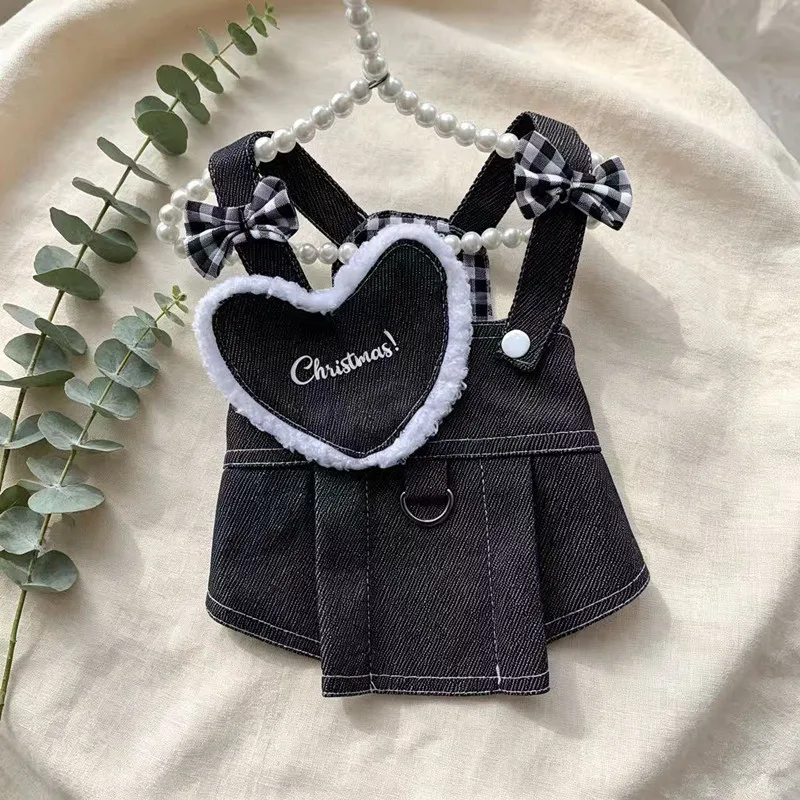 Vestido de mezclilla a cuadros para perros, chaleco primavera-otoño