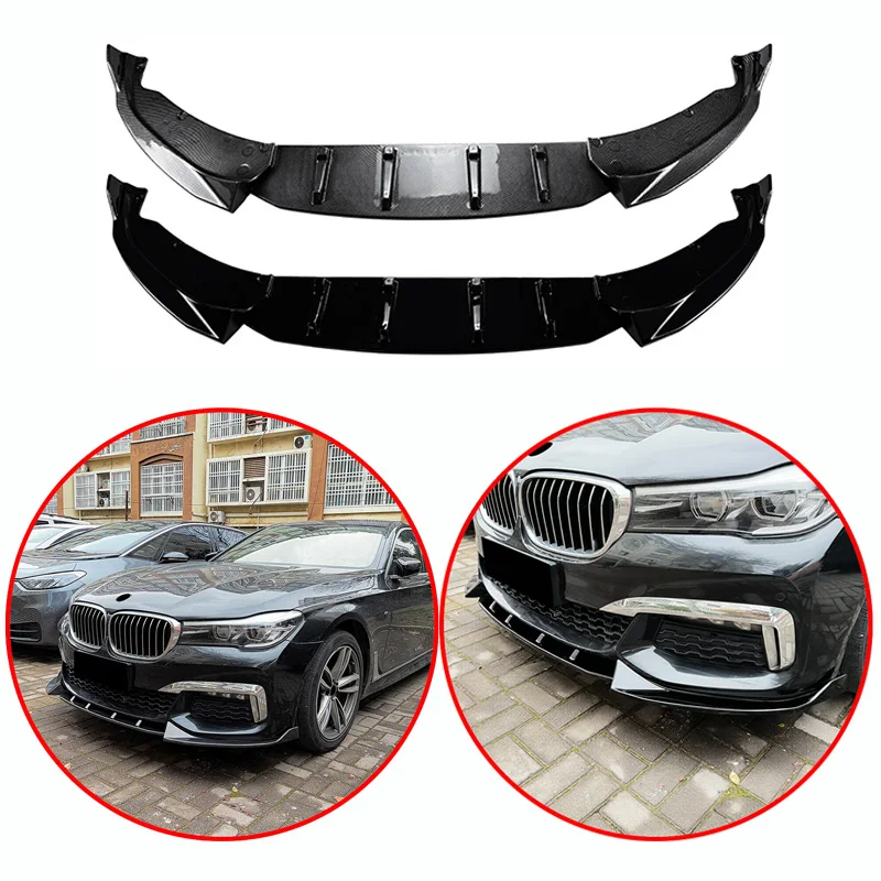 

For BMW 2016-2018 7 Series G11 G12 M Sport Car Front Bumper Lip Spoiler High Quality ABS Glossy Black Carbon Fiber Look Body Kit