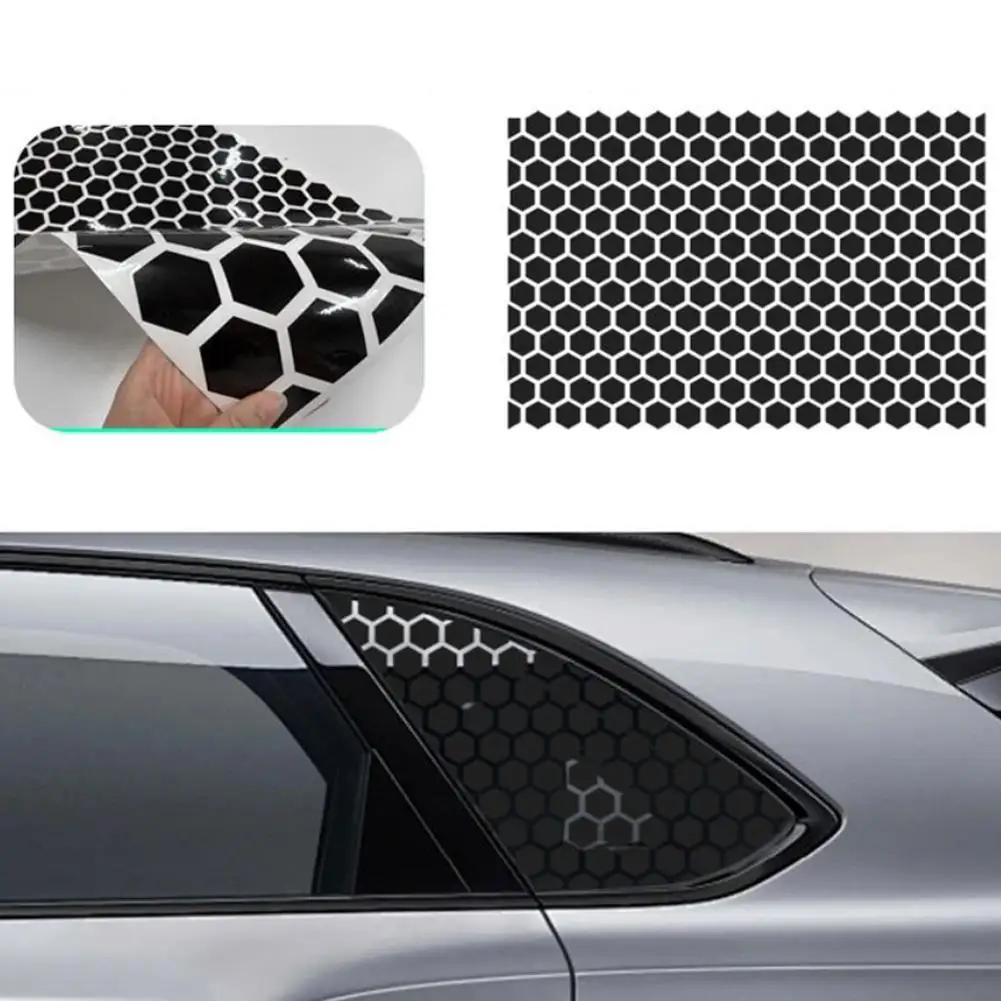 75x50cm Hexagon Honeycomb Car Window Sticker Matte Black Self Adhesive Vinyl Sun Shading Protection Styling Decoration Universal