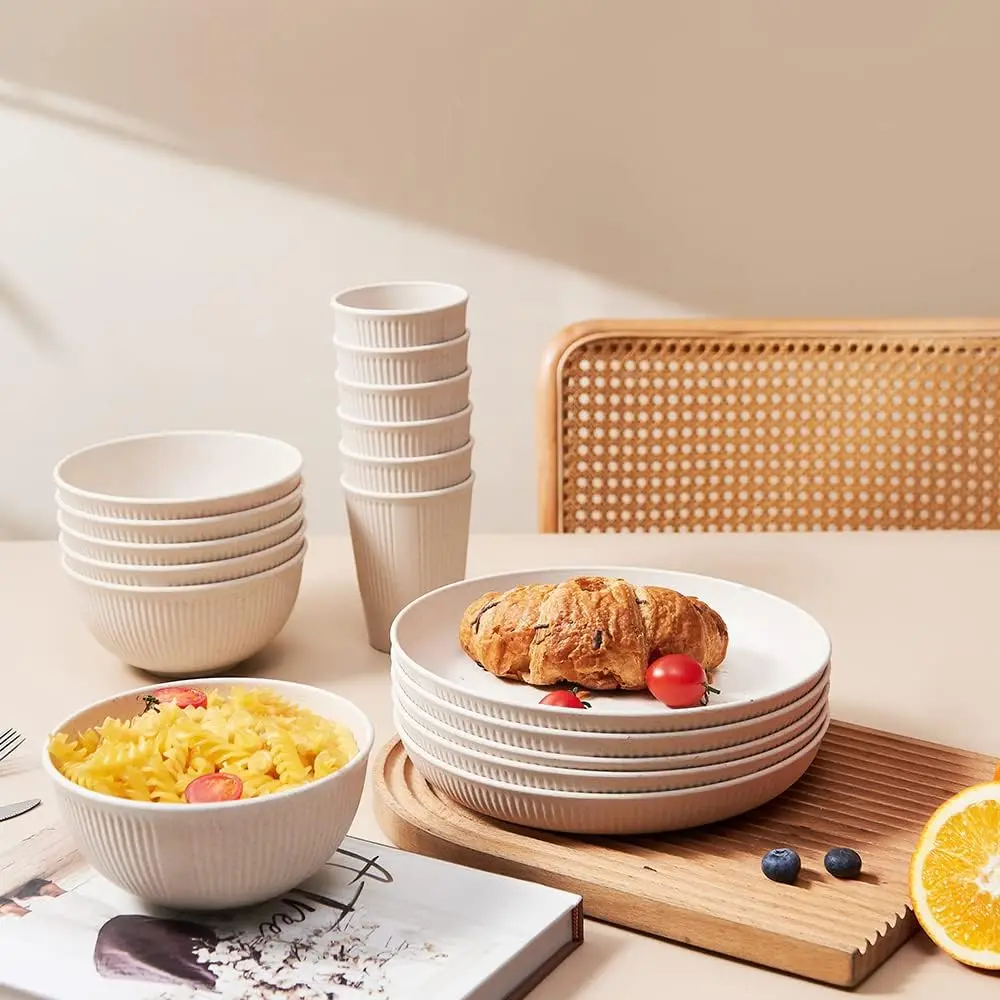 

18pc Reusable Tableware Set Bowls Plates Cups Set Drop Resistant Cups Plates And Bowls For Home Outdoor Camping Kitchen Supplies