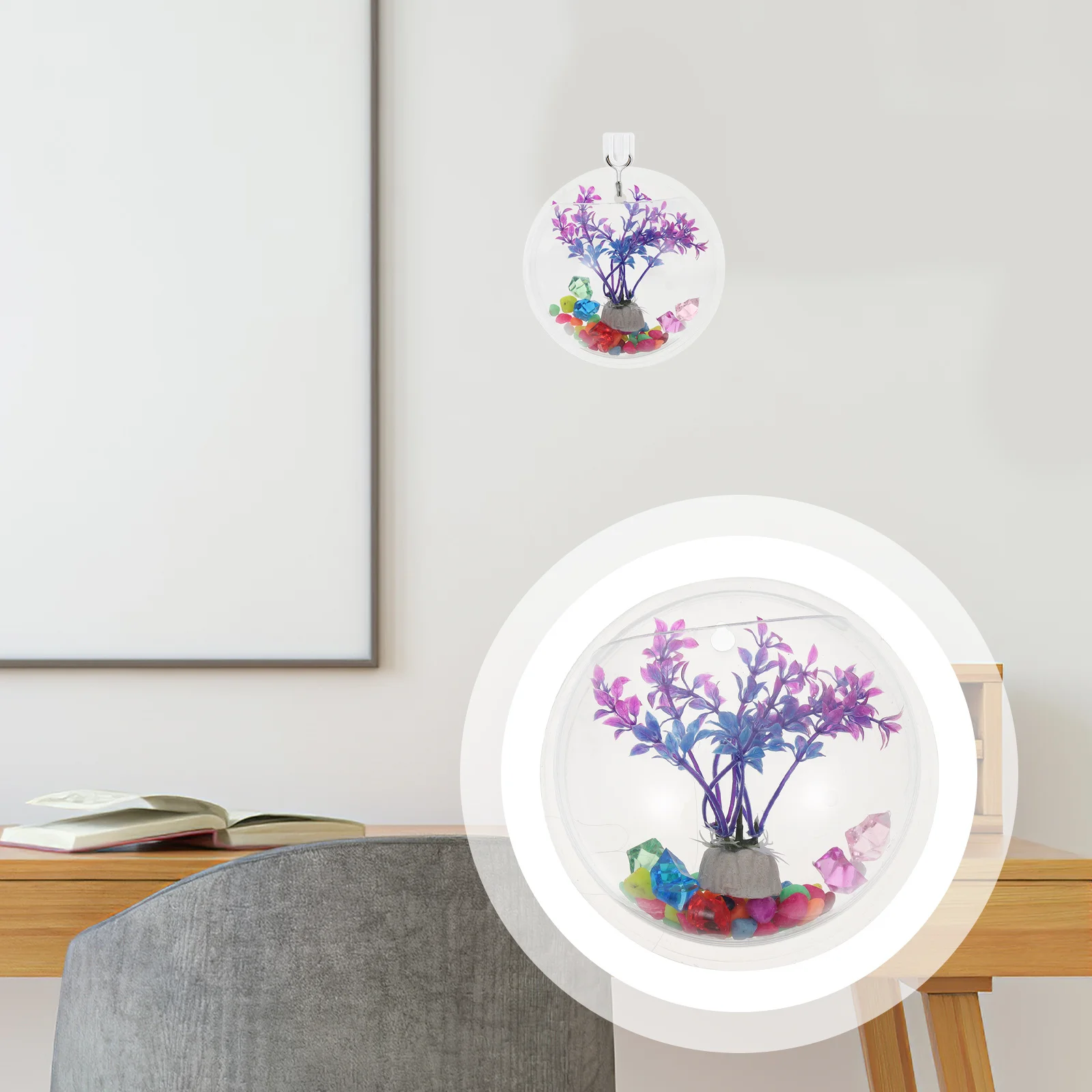 

Acrylic Fish Tank 15Cm Diameter Transparent Wall Mounted Hanging Aquarium For Home Decor Space Saving Modern Fish Bowl