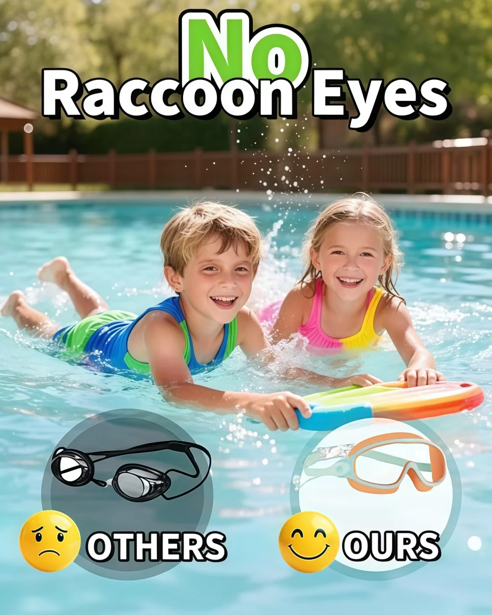 Kids Swim Goggles with Swim Cap, Anti Fog UV Protection Wide View Youth Swim Goggles for Boys Girls 6-14 view 5