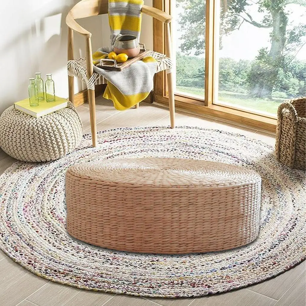 Straw Cattail Floor Cushion Handmade Patio Seat Pillow Yoga Garden Mat 40cm