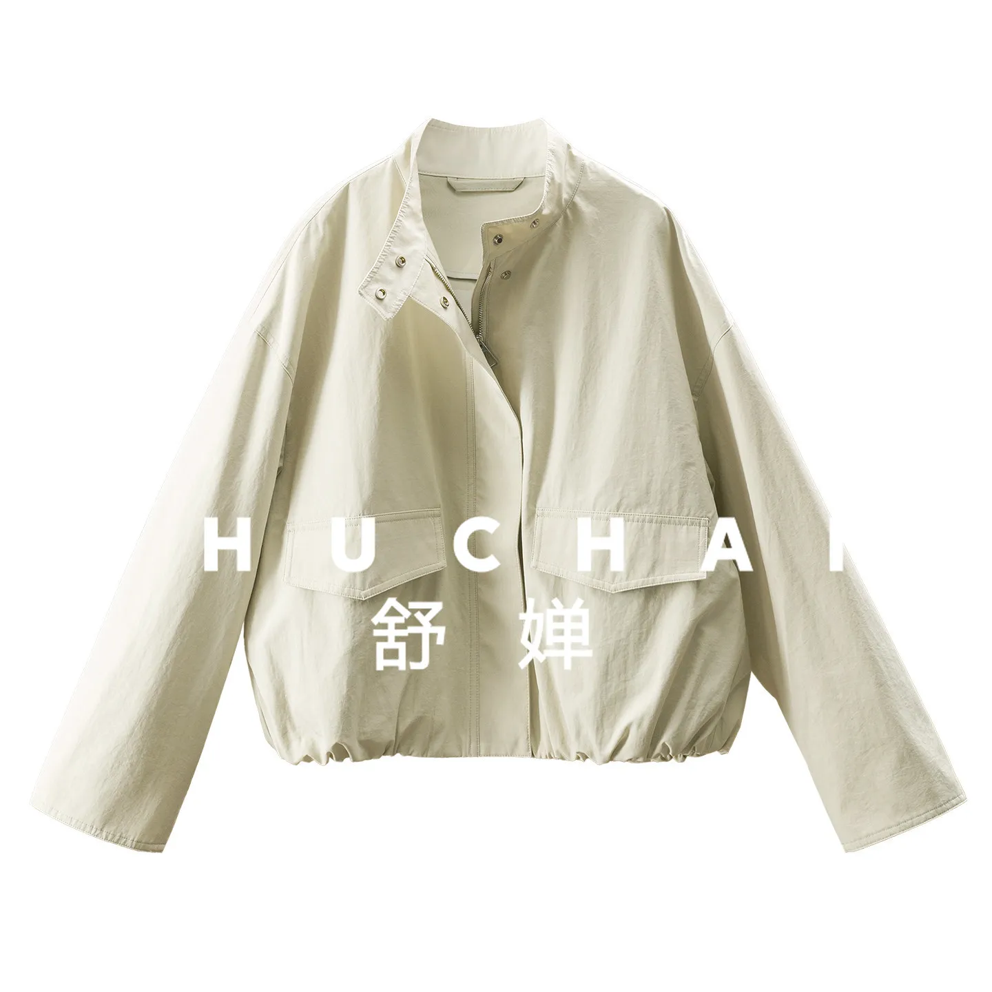 

D dream blue ^ grass green, law cabinet design simple casual stand-up collar jacket trench coat short coat H97F4