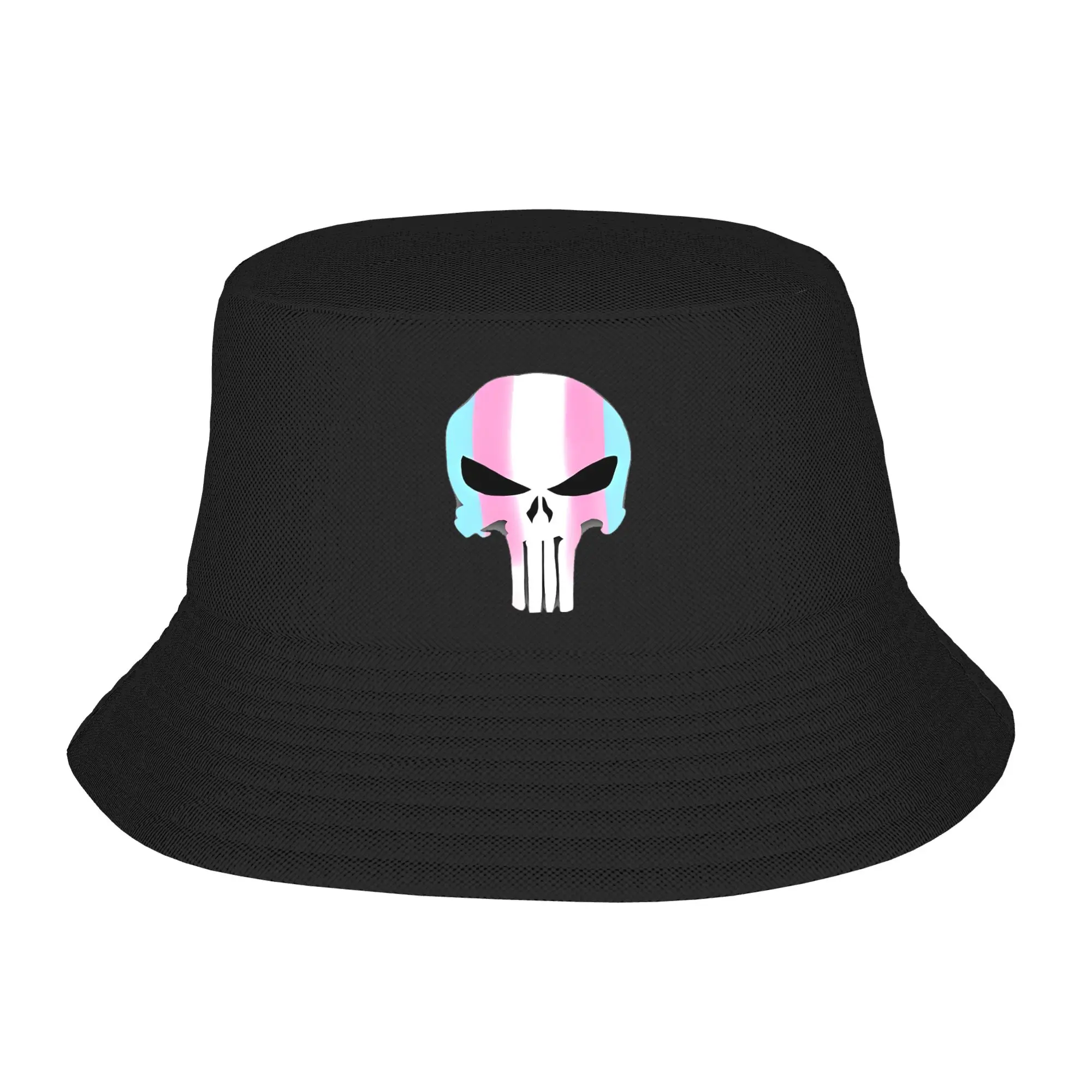 Teen Bucket Hats Trans Pride Skull Vacation Getaway Headwear Outdoor Sport Fishing Hat Punishers Queer Panama Hat Dropshipping