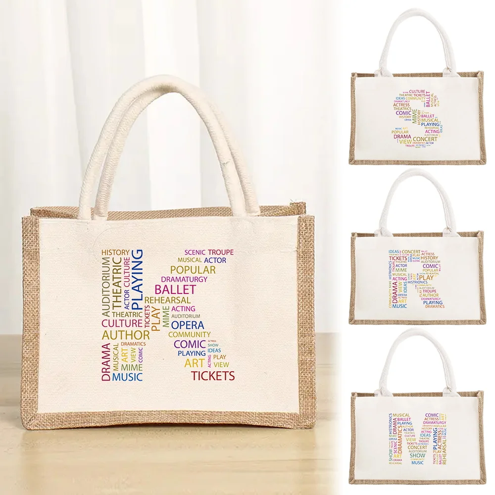 

Женская сумка для покупок, большая вместительная текстная сумка с буквенным узором, повседневная сумка на плечо, пляжная уличная продуктовая сумка, легкие сумки для хранения