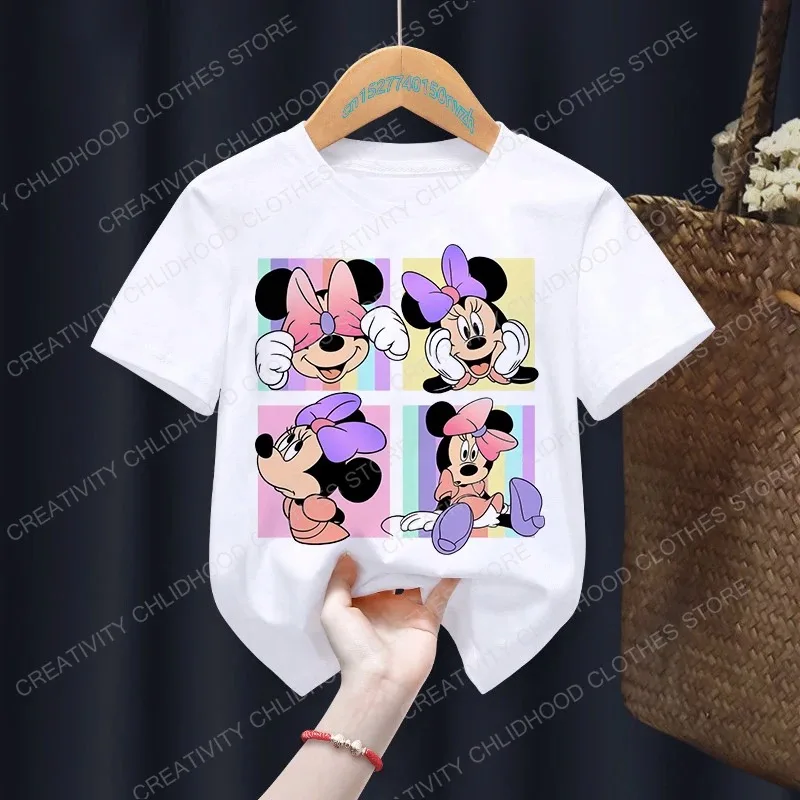 New Summer Kids T-shirt Kawaii Disney T-shirt Mickey Mouse Anime cartoon Casual kids Men Women parent-child short sleeves