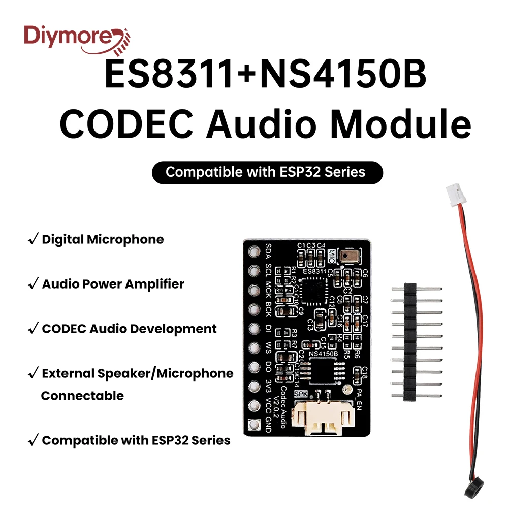 ES8311+NS4150B Audio-Modul Digitales Audio-Verstärkermodul Externes Mikrofon/Eingebautes Mikrofon für Audioprojekte