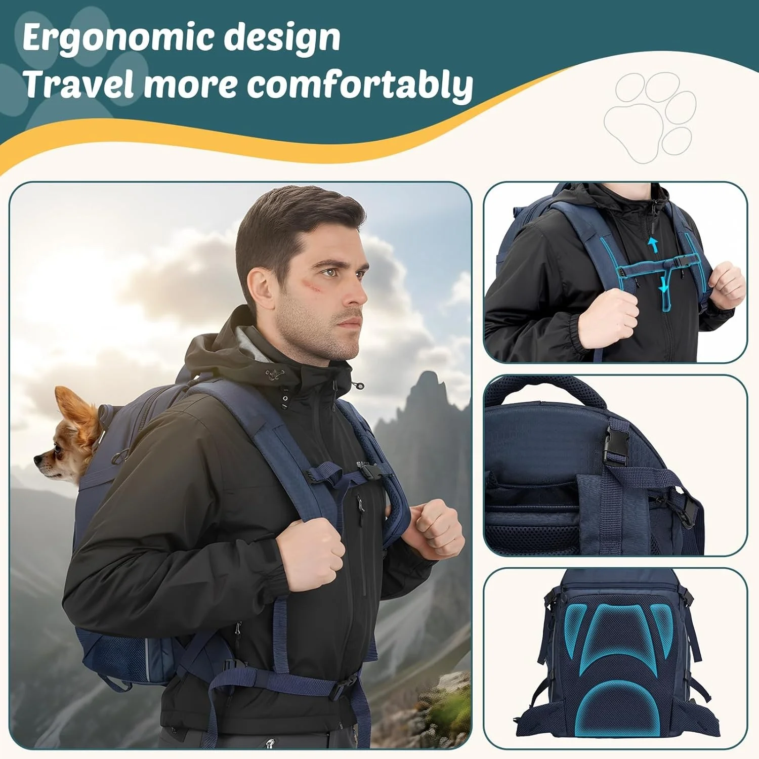 Comfortable Travel Bag for Pets Portable Tactical Pet Carrier Backpack Hiking Gear Travel Camping Cycling Outdoor Use for Cats