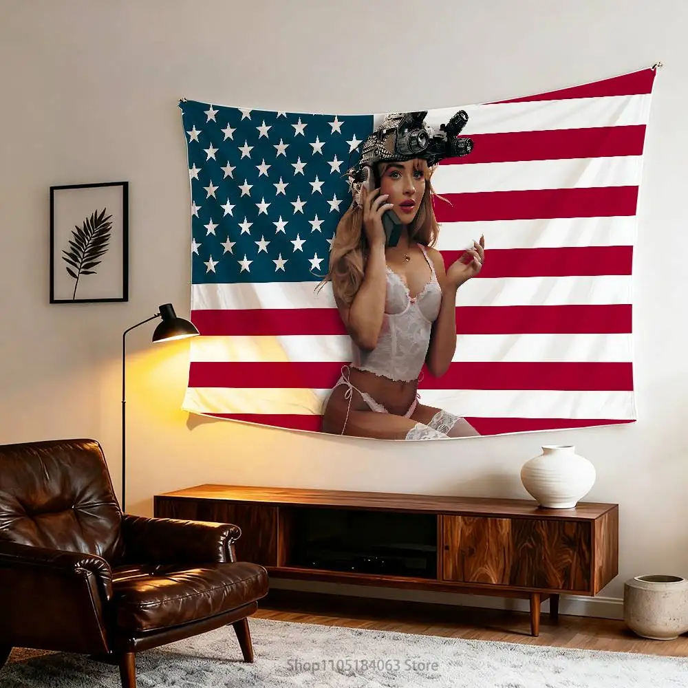 S-Sabrina C-Carpenter American Hanging Flags Garden Banner Garage Decoration Wall Decor Tapestry Outdoor Home Items
