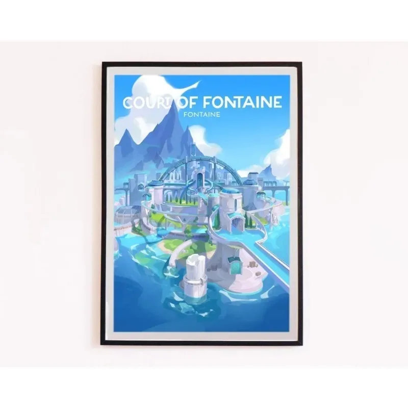 شعبية Genshin تأثير لعبة خريطة المشهد الملصقات الطباعة قماش اللوحة الزخرفية غرفة المعيشة غرفة نوم جدار ديكور فني للمنزل #2