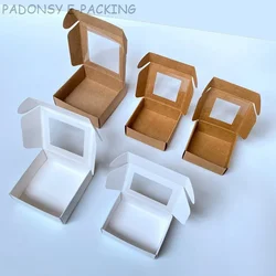 50pcs Natrural Kraft Paper Box with Window Handmade Clay & Soap Packaging Boxes Display Box Packaging for Small Business