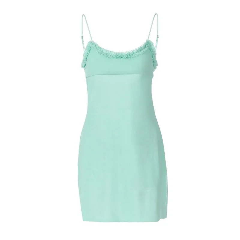 

2026 Spring/Summer Lace Suspender Sexy A-Word Short Dress Dress