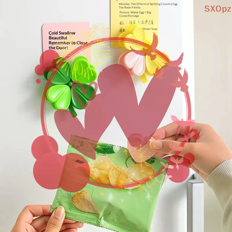 Magnetic Fridge Magnets Four-leaf Clover Multifunctional Sealing Clips For Food Storage Food Sealing Clips Kitchen Accessories - view 2