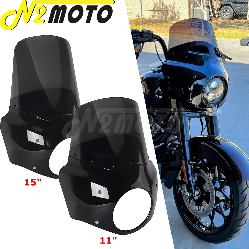

Мотоцикл 11 "15" черное лобовое стекло передние фары обтекатель для Harley Road King FLHR Special FLHRXS 94-25 клубный стиль передняя маска