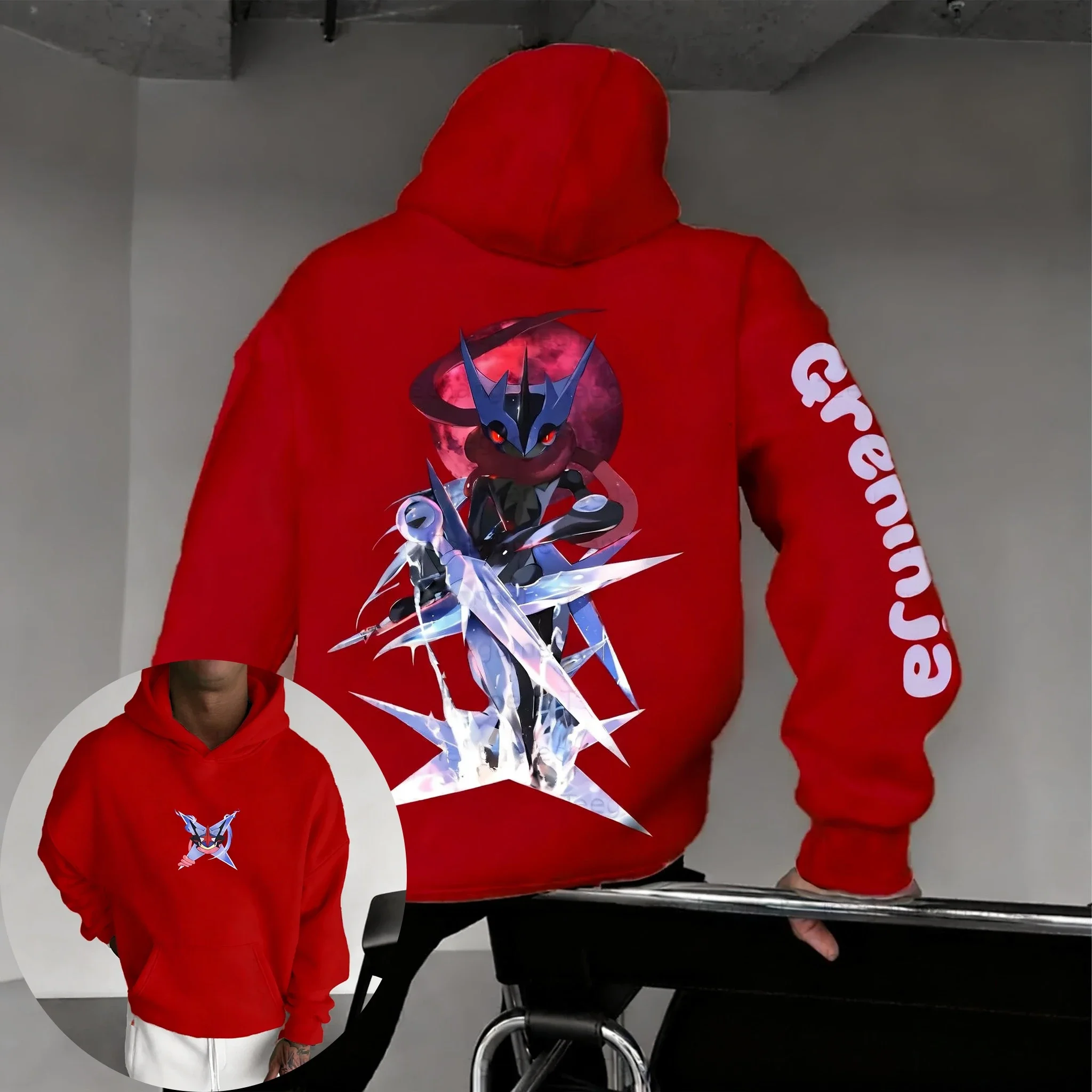 포켓몬 애니메이션 그레닌자 콜라보 후드티 2026 가을/겨울 신상 하라주쿠 남녀공용 라지 데일리 캐주얼 부모 자녀 상의