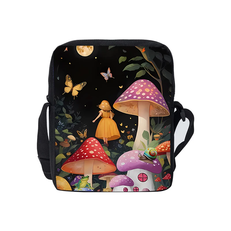 

Mushroom Forest Daily Single Sided Messenger Bag For Boy/Girls Children Best Gifts 3D Cartoon Casual Crossbody Bag