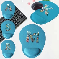 Mouse Pad Blue Desk Mat for PC Laptop Mouse Mat Ergonomic Fish Letter Series Non-Slip Wrist Support Office Accessories