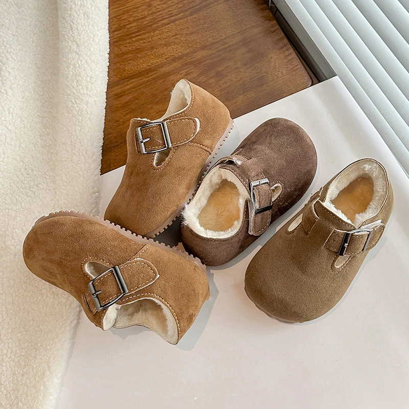 

Kids Snow Boots 2025 New Leather Children Boots Autumn Winter Plush Leather Boots Casual Shoes Boys and Girls Warm Cotton Shoes