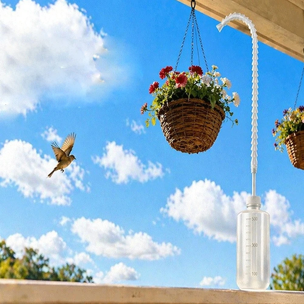 Plastic Hanging Plant Watering Can Adjustable 19.6 Inch Spout Squeeze for Indoor Outdoor Ceiling Applications Plastic