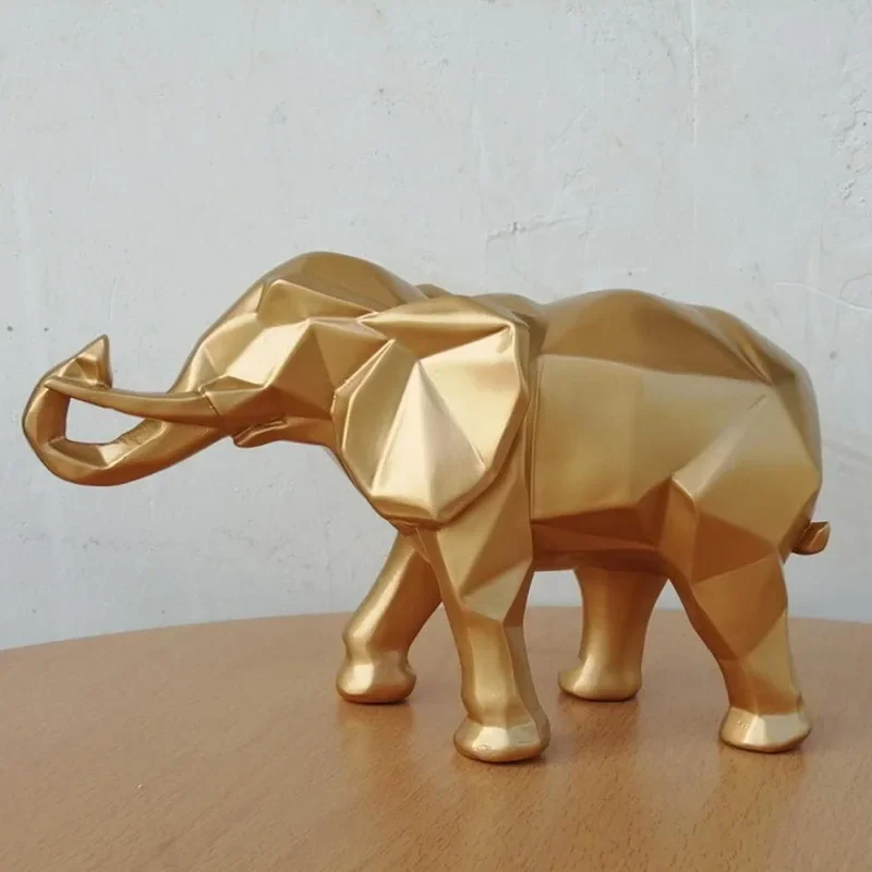 

Origami resin elephant statue, Indian style, abstract, for office and home decoration, size 36cm