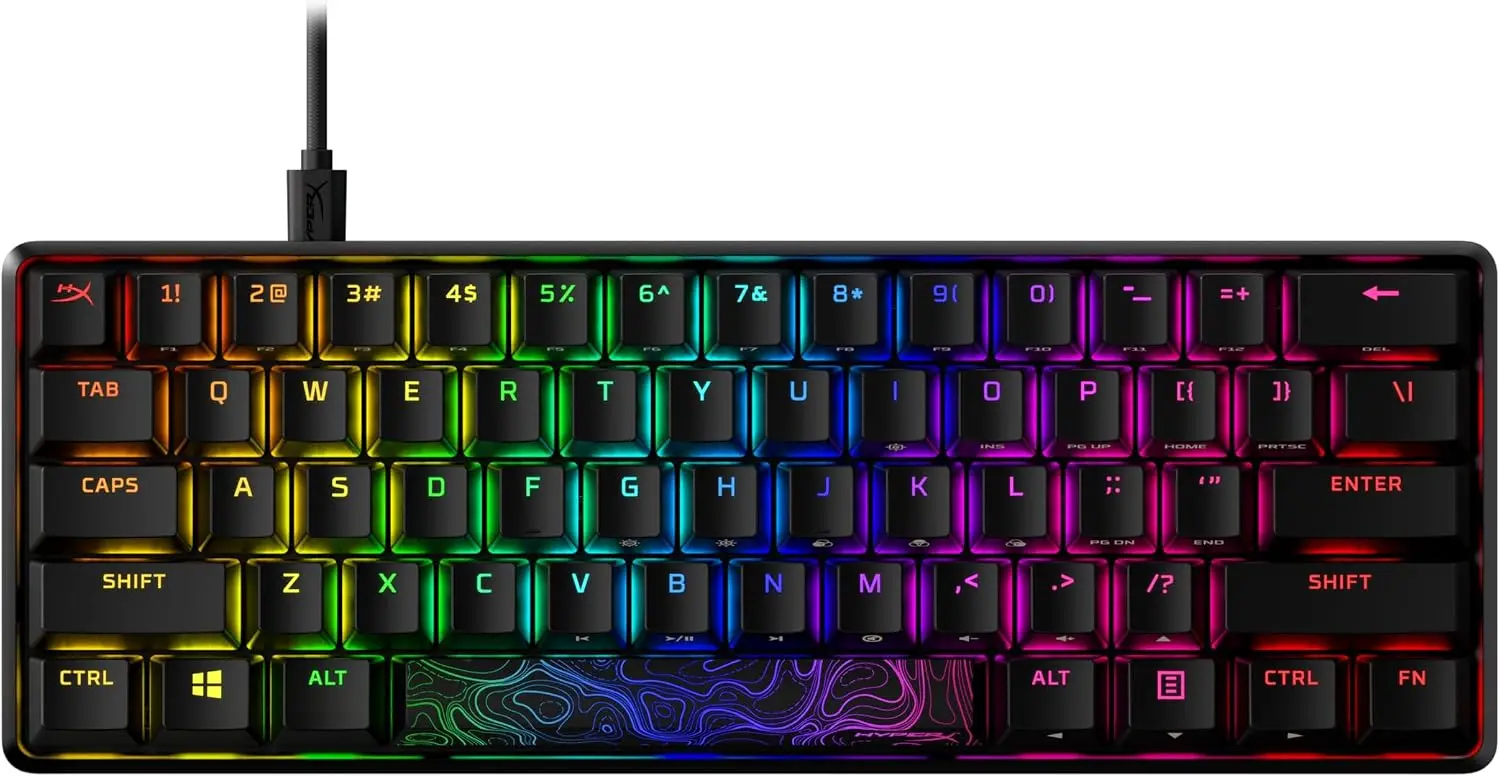 60% Mechanical Gaming Keyboard, Ultra Compact, RGB Backlit, PBT Keycaps, Detachable USB-C, Red Switches