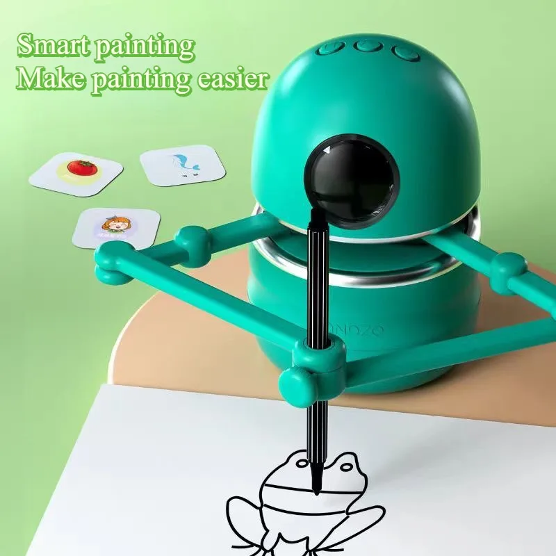 New 15cm Painting Robot Early Education Simple Automatic Painting Art Enlightenment Chinese and English Festival Gifts Toys Kids