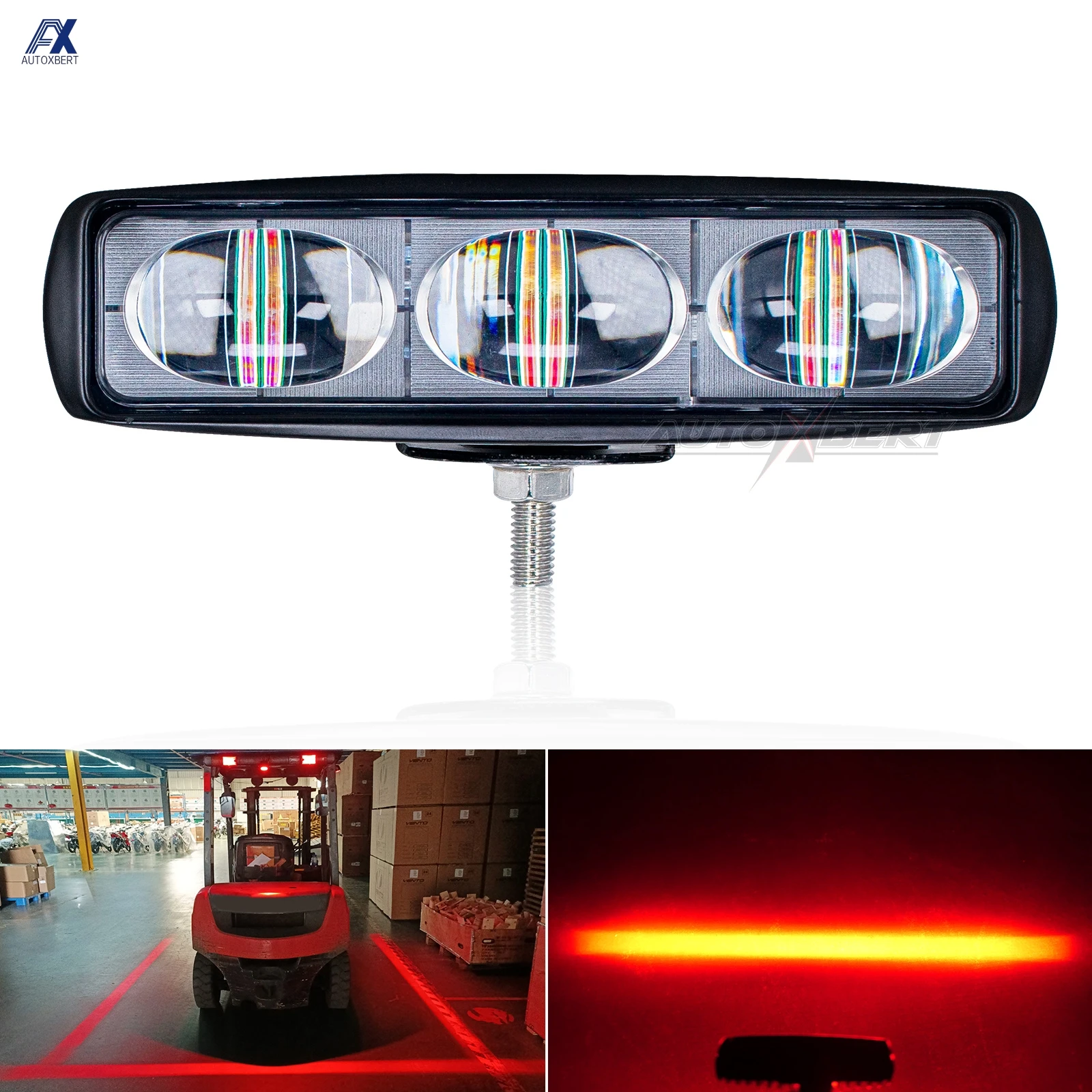 IP68 Red Forklift Truck Trailer LED Light Straight Beam Safety Warning Working Spot Lamp Indicator Pedestrian Warehouse 12V-100V