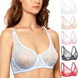 Beha 'S Voor Dames Kant Doorzichtig Grote Maat Ondergoed Transparant Holle Verstelbare Sexy Lingerie Bh Top Brassière A B C D Dd Cup