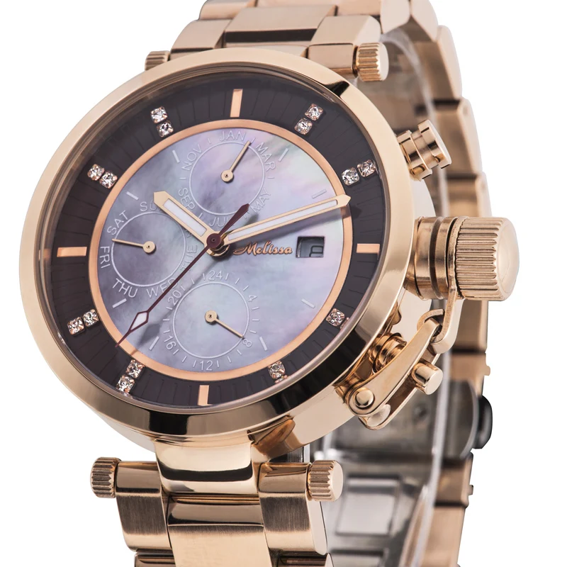 Luxury Brand Fashion Bracelet Miyota Quartz Women's Watches MELISSA Waterproof Multi-function Shell Dial Sapphire Clock F8214