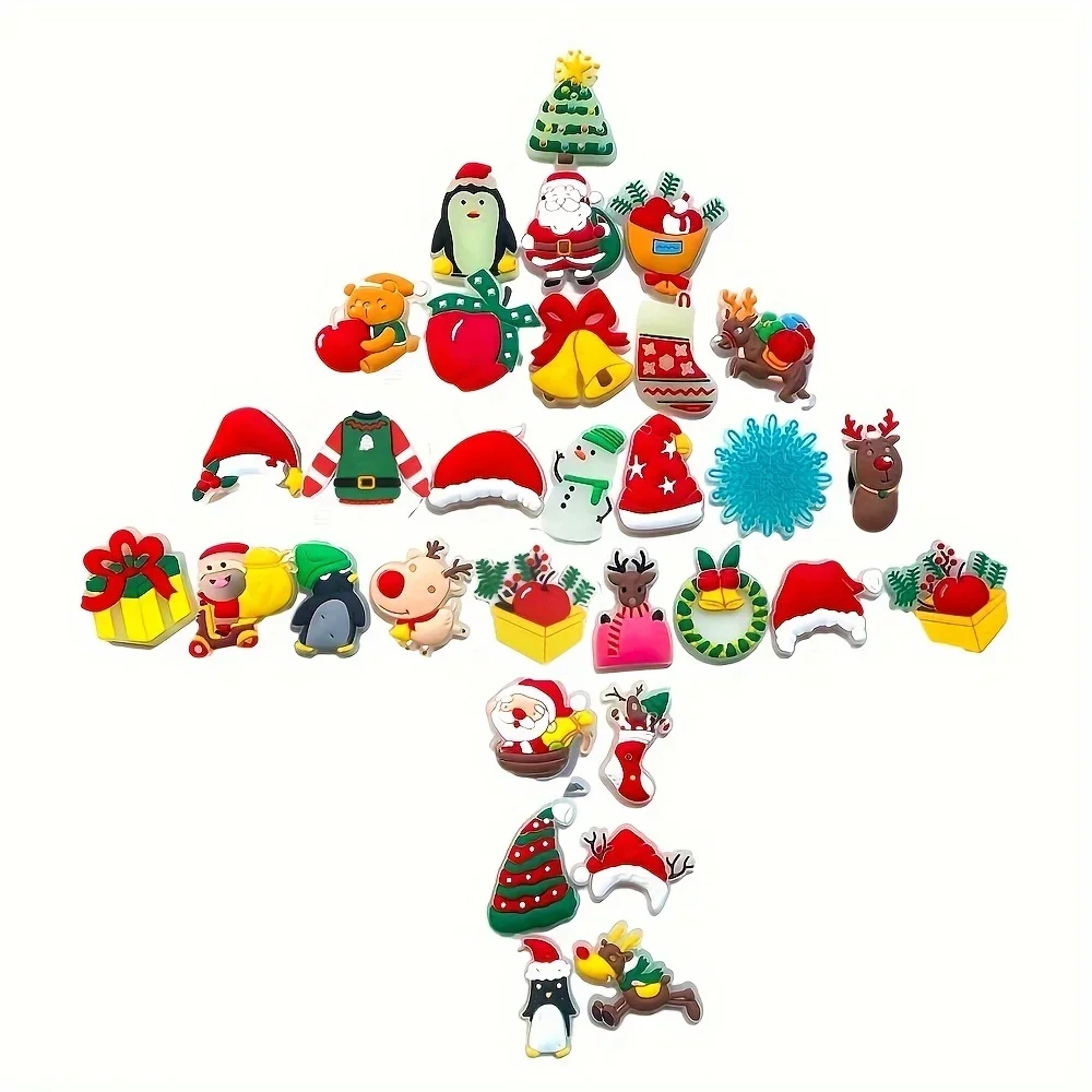 

30pcs Christmas Shoes Charms for Lumious Clogs Sandals Decoration PVC Festival Shoe Accessories Charms for Friends Gifts