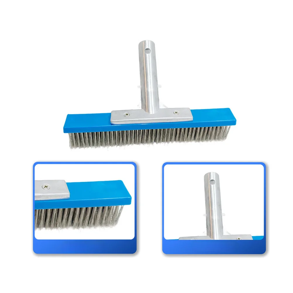 Pool Brush Head For Inground Pools 10'' Stainless Steel Pool Brush Metal Wire Bristles Scrubbing Scrubber Brushes Rust Stains