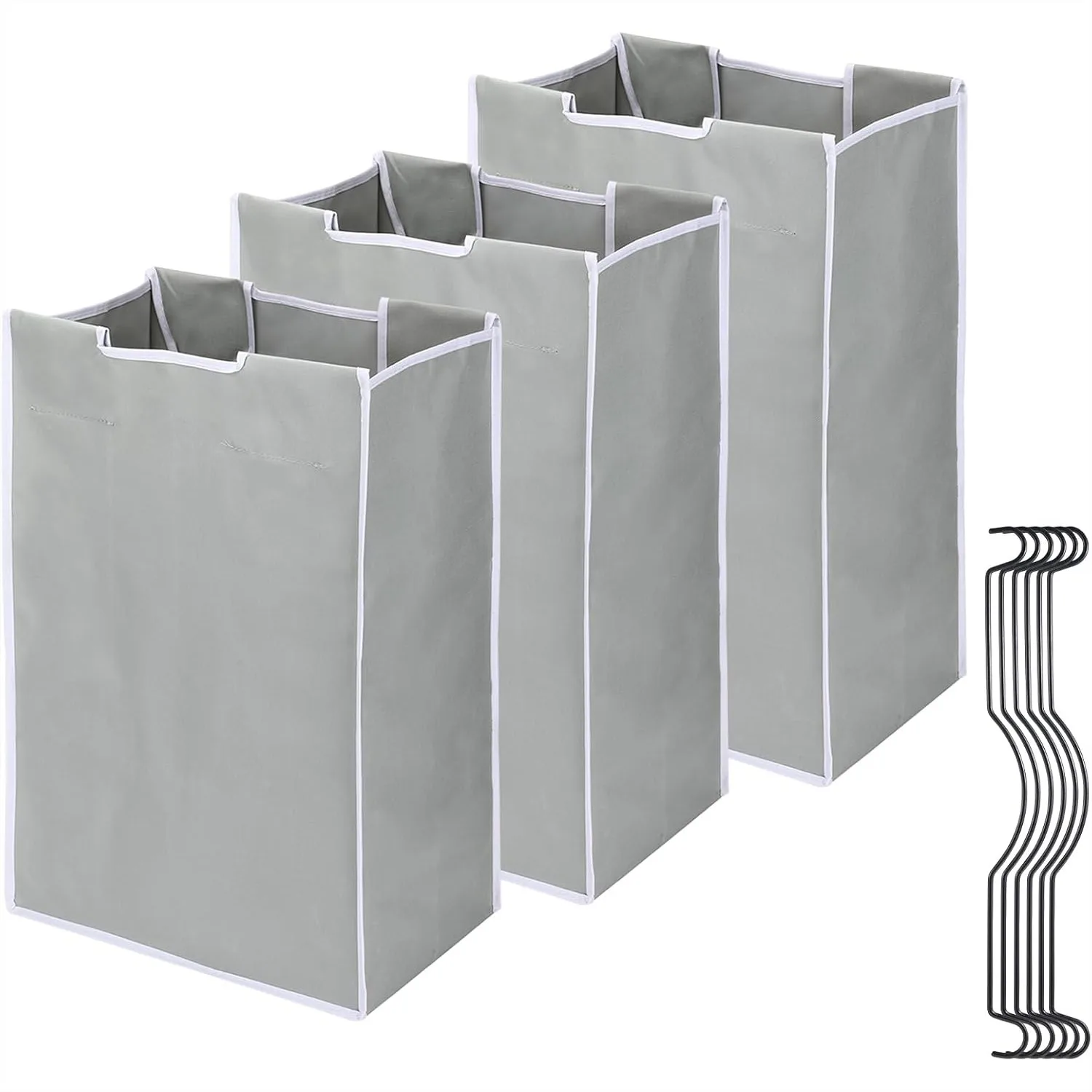 

3 Pack Laundry Sorter Replacement Bags with 6 Handles, Large 600D Oxford Cloth Hamper Liners, 14.9x9.0x21.7in