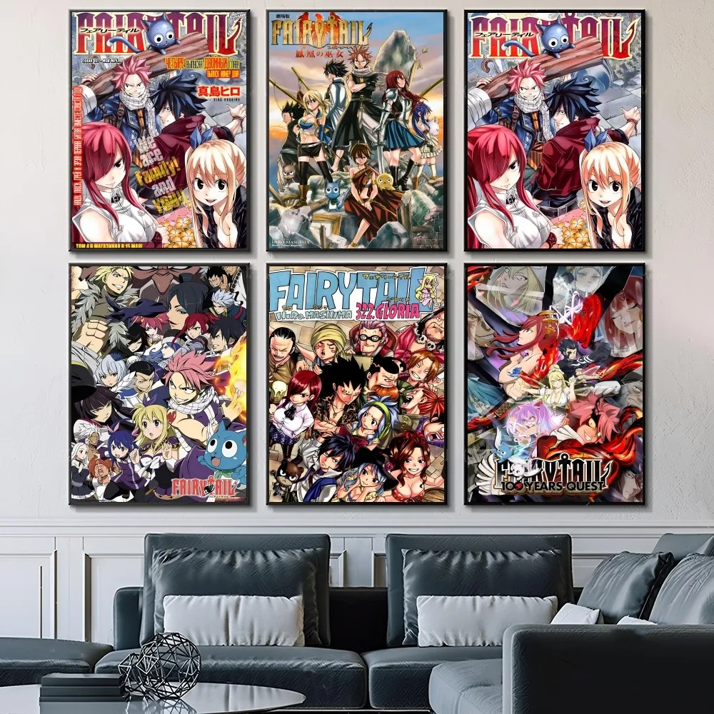 1 szt. Japoński plakat samoprzylepny sztuka wodoodporna papierowa naklejka kawiarnia barowa Manga osobowość Anime Fairy Tail dekoracja ścienna