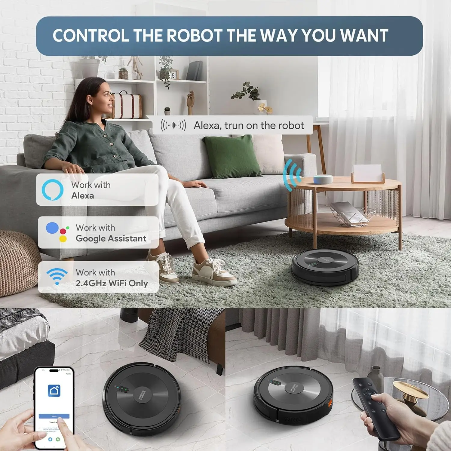 Robot Vacuum and Mop: 2-In-1 Robot Vacuum Cleaner 2500Pa Strong Suction & Tangle-Free & Alexa/APP Control & Schedule Cleaning