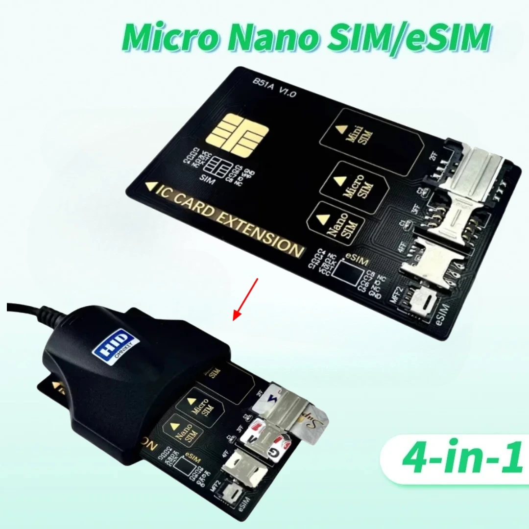 

2025 NEW 4-in-1 Mobile Phones Smart Card Transfer Adapter Card Test IC Card Extension Converter Support Mini Micro Nano SIM/eSIM