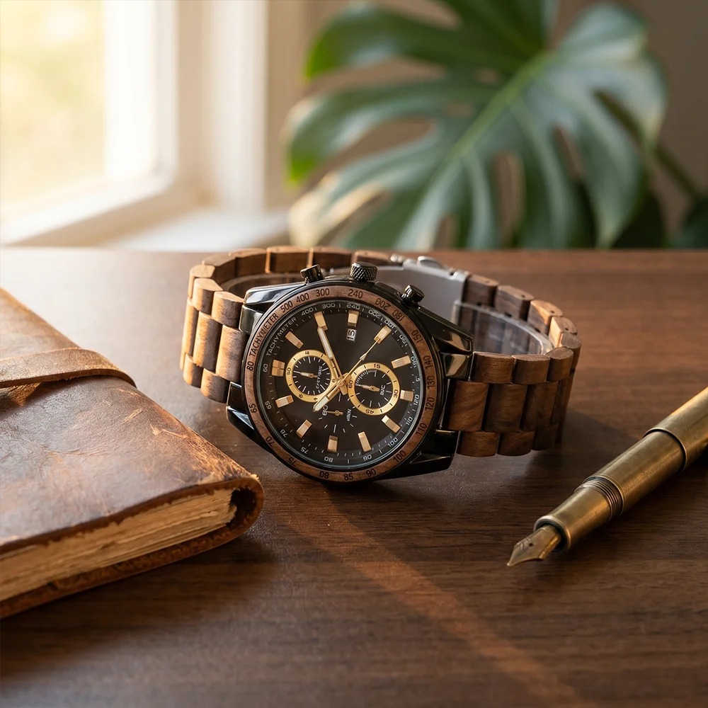 Wood Watch Men Luxury Stylish Watches Timepieces Chronograph Military Quartz Relogio Masculino Dropshipping - view 5