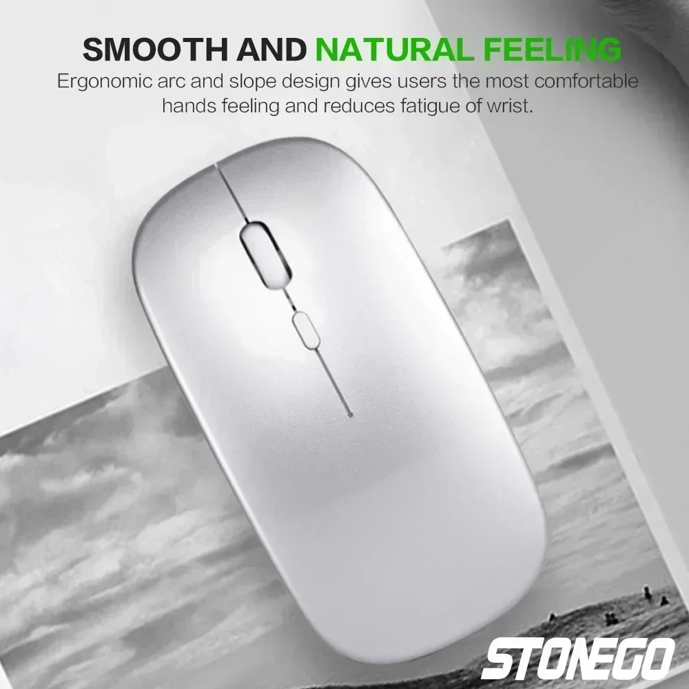 STONEGO-Souris d'ordinateur sans fil portable, aste, optique, silencieuse, ultra fine, 2.4G, avec récepteur USB