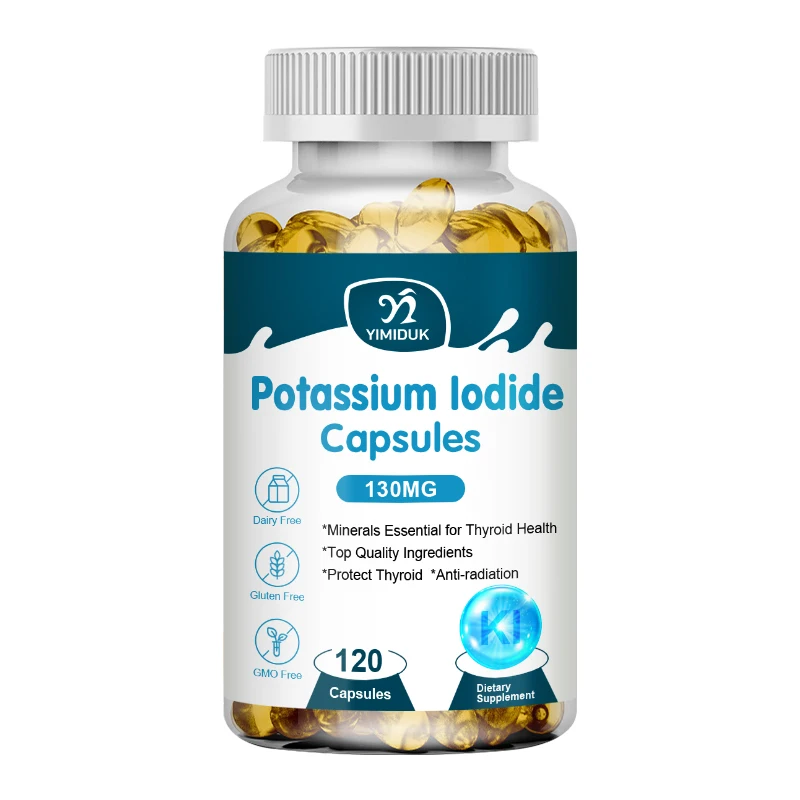 

Капсулы с иодом каasu, пищевая добавка, 130 мг, поддержка щитовидной железы, защищающие таблетки Иода Ки, витамин, оптимальный калия