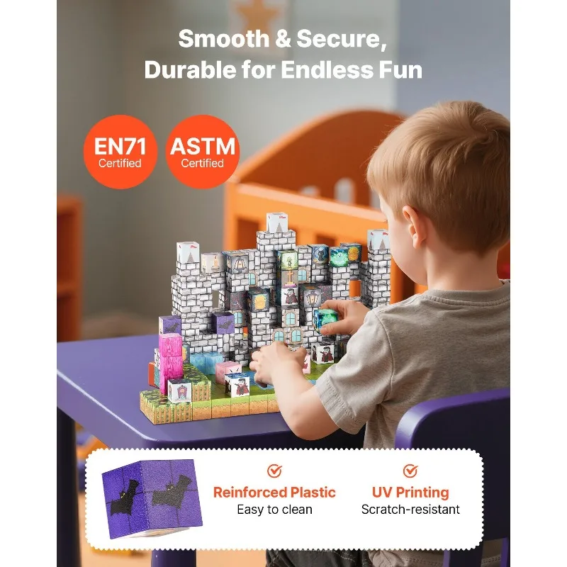 Magnetic Blocks 100 PCS Cemetery Zombies Set STEM Montessori Sensory Toys