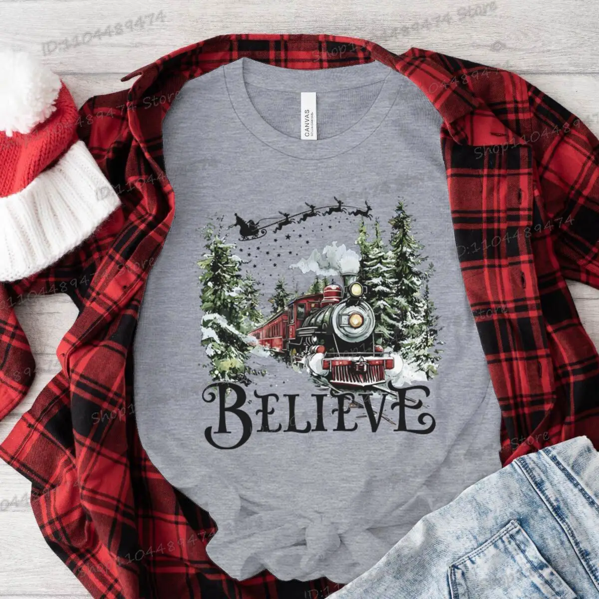 

Believe Christmas Print T Shirt Casual Family Matching Tees Women Men Crewneck Christianity Streetwear Short Sleeve Xmas Clothes