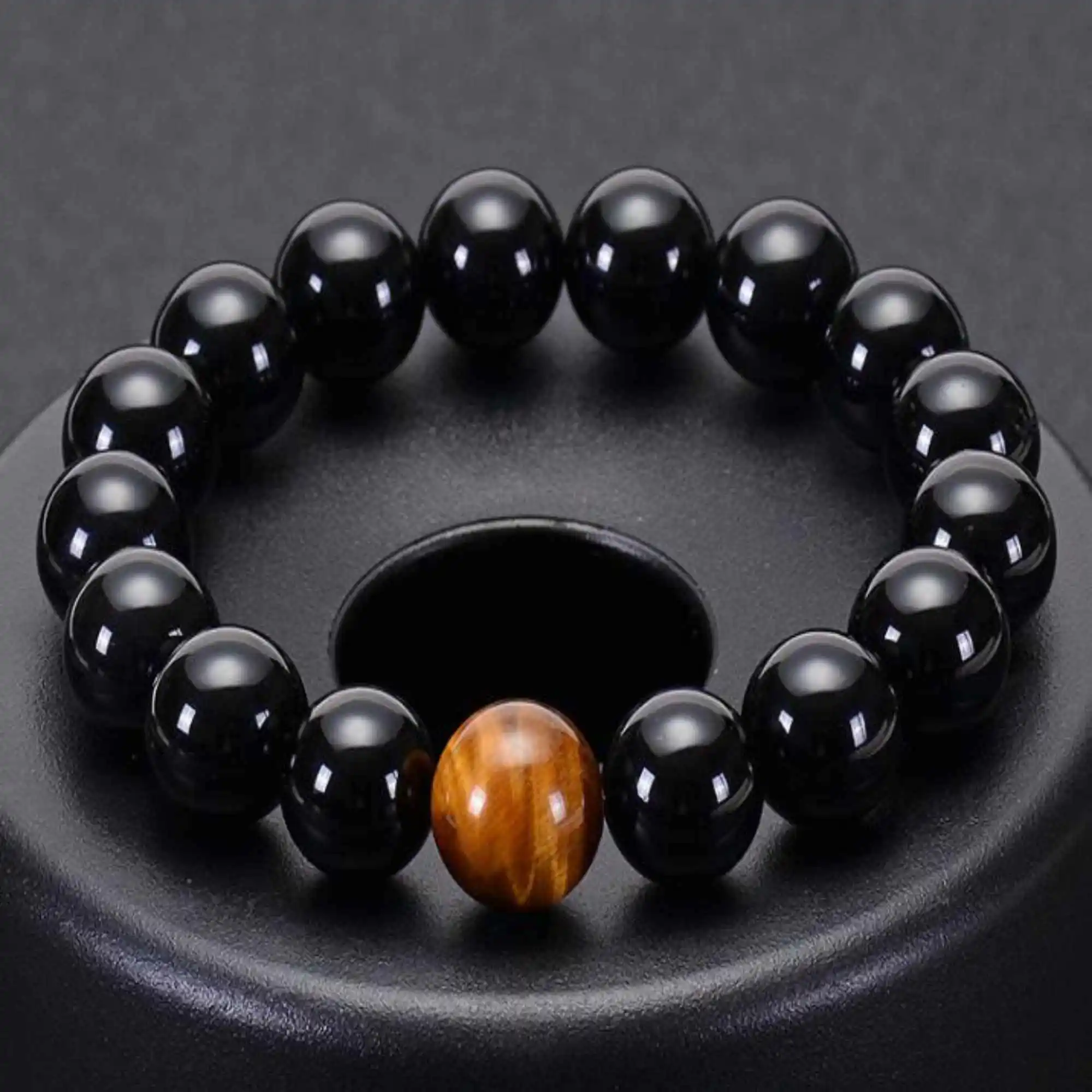 

10mm Jewelry Agate Tiger Eye Beads Bangle Bracelet New Arrival Men Bohemian Eco-Friendly Teens Chain Handmade Artisan Prayer