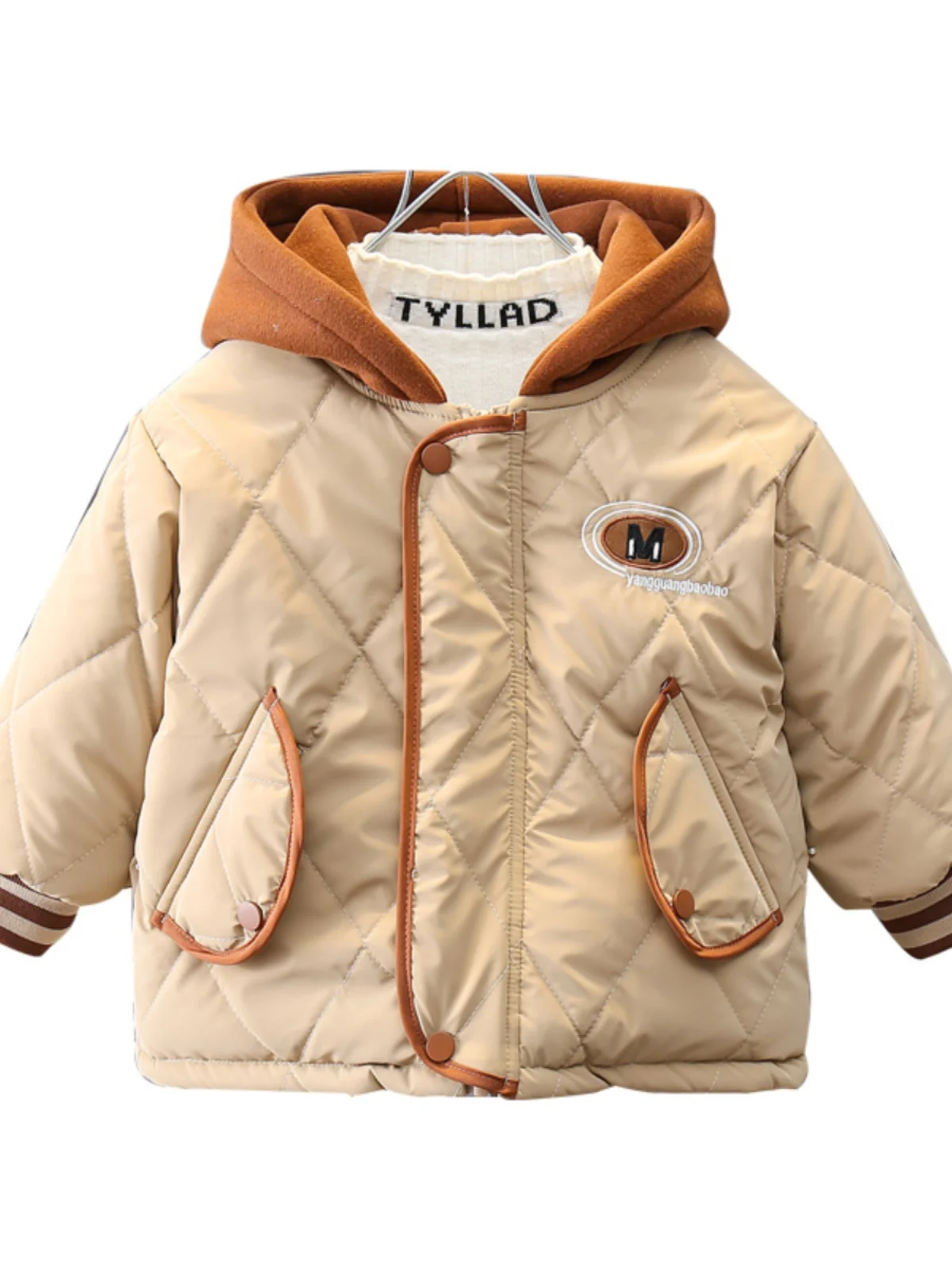 جايت بيسبول مبطن من Faionable Fce للأولاد ملابس رياضية عصرية بقلنسوة معطف قطني دافئ ملابس غير رسمية شبابية من نسيج الخيزران #5