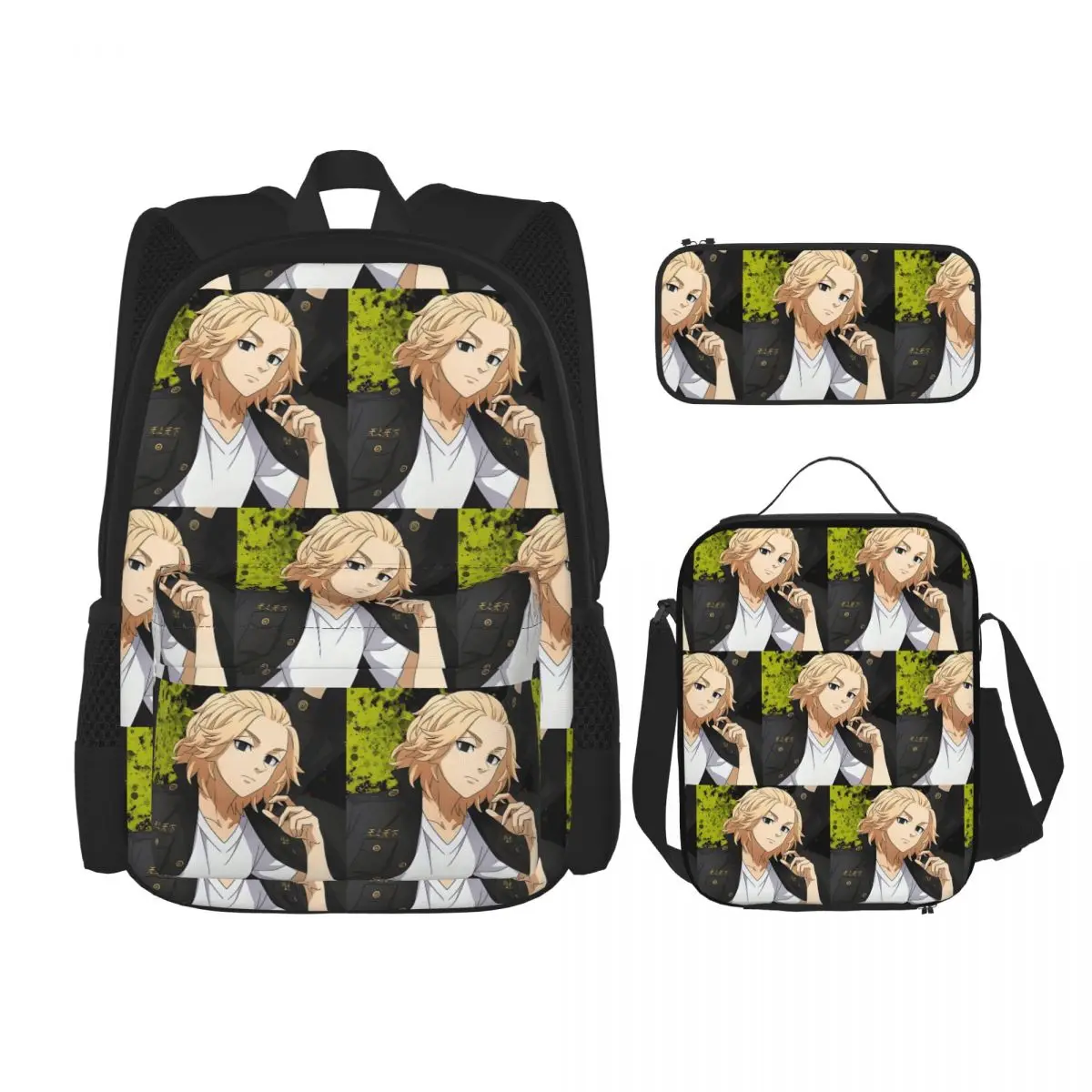 

Anime Tokyo Revengers Kazutora Backpacks Children Bookbag School Bags Kids Rucksack Lunch Bag Pen Bag Three-Piece Set