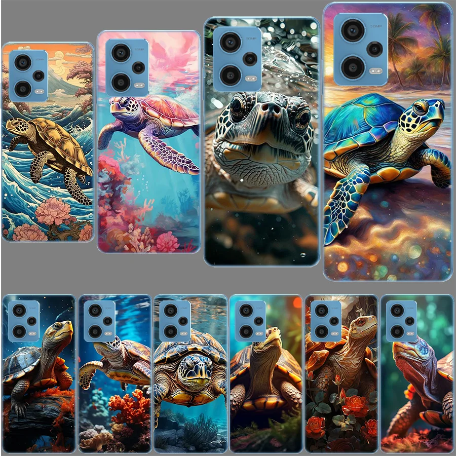 Marine Organisms, Sea Turtles, And Animals Funda For Redmi Note 13 Pro+ 5G Plus 12 12C 10 10C 10A 9 9T 9C 9A 8 8A 7 7A K70 K60 K