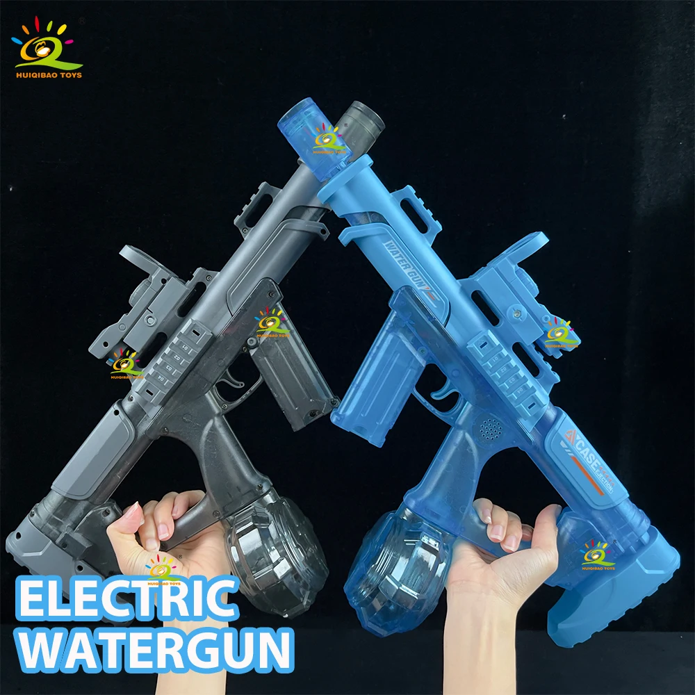HUIQIBAO English: Automatic Electric Water Pistol Blaster with Sight, Drum Magazine Large Capacity Water Gun Toy,