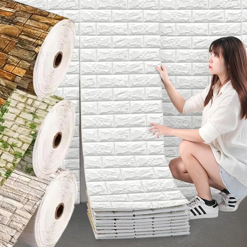 

Self Adhesive PVC Waterproof Wallpaper For Home Decoration Peel and Stick 3D Foam Faux Brick Pattern Wall Stickers 77x70cm