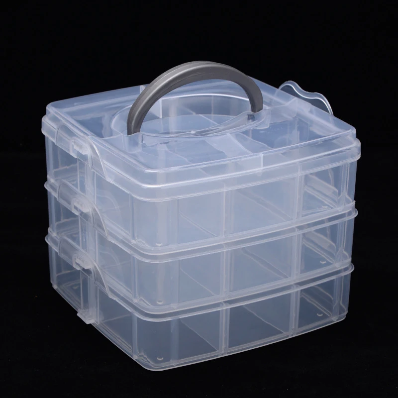 3 Tier 18-Grid Transparent Storage Box Large-Capacity Finishing Box Plastic Storage Box For Organizing Toys Jewelry Accessories