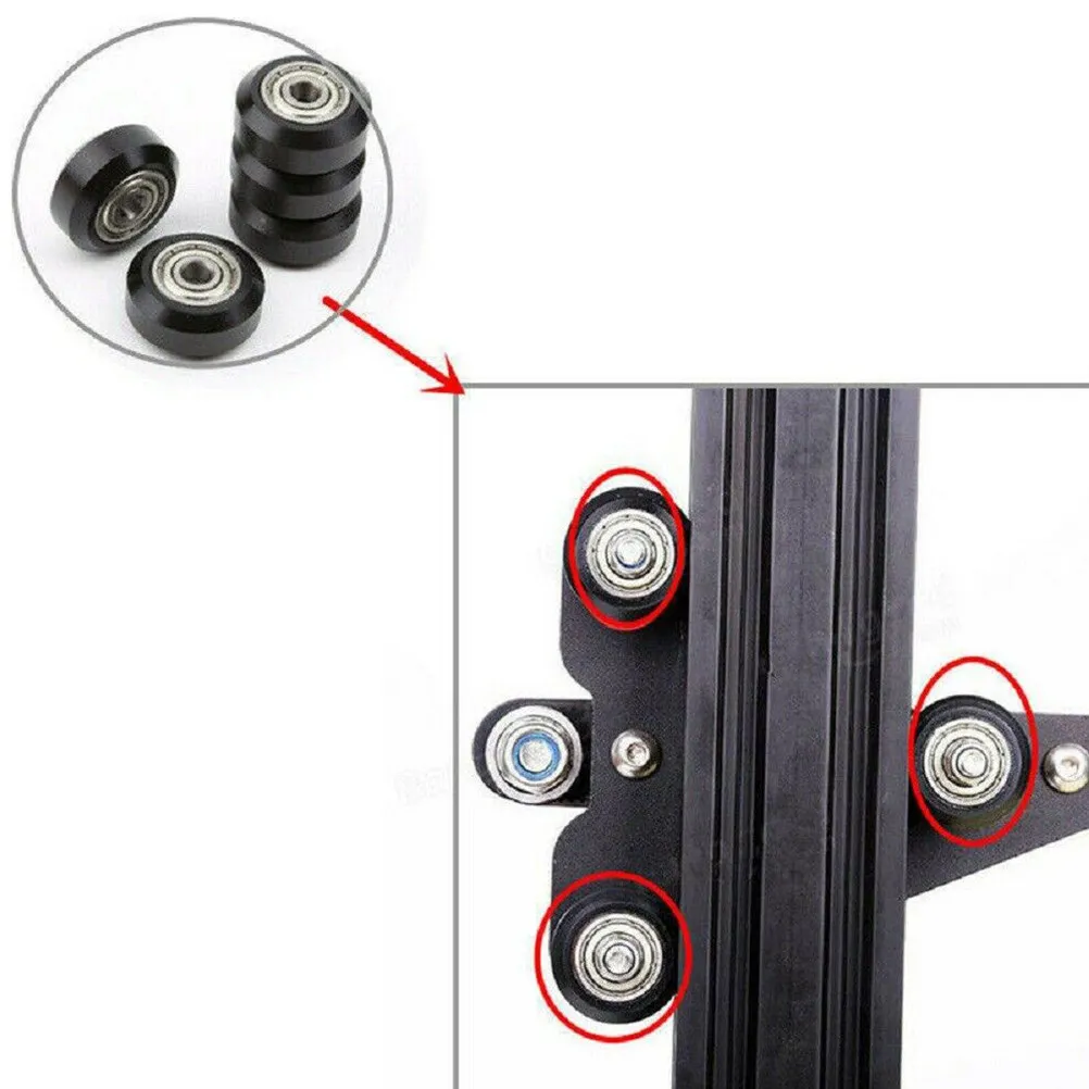 12 Stück Kunststoff-Riemenscheiben für den 3D-Druck, 5 mm Innenloch, rundes Rad mit Kugellagern für 3D-Drucker, Ersatzzubehör